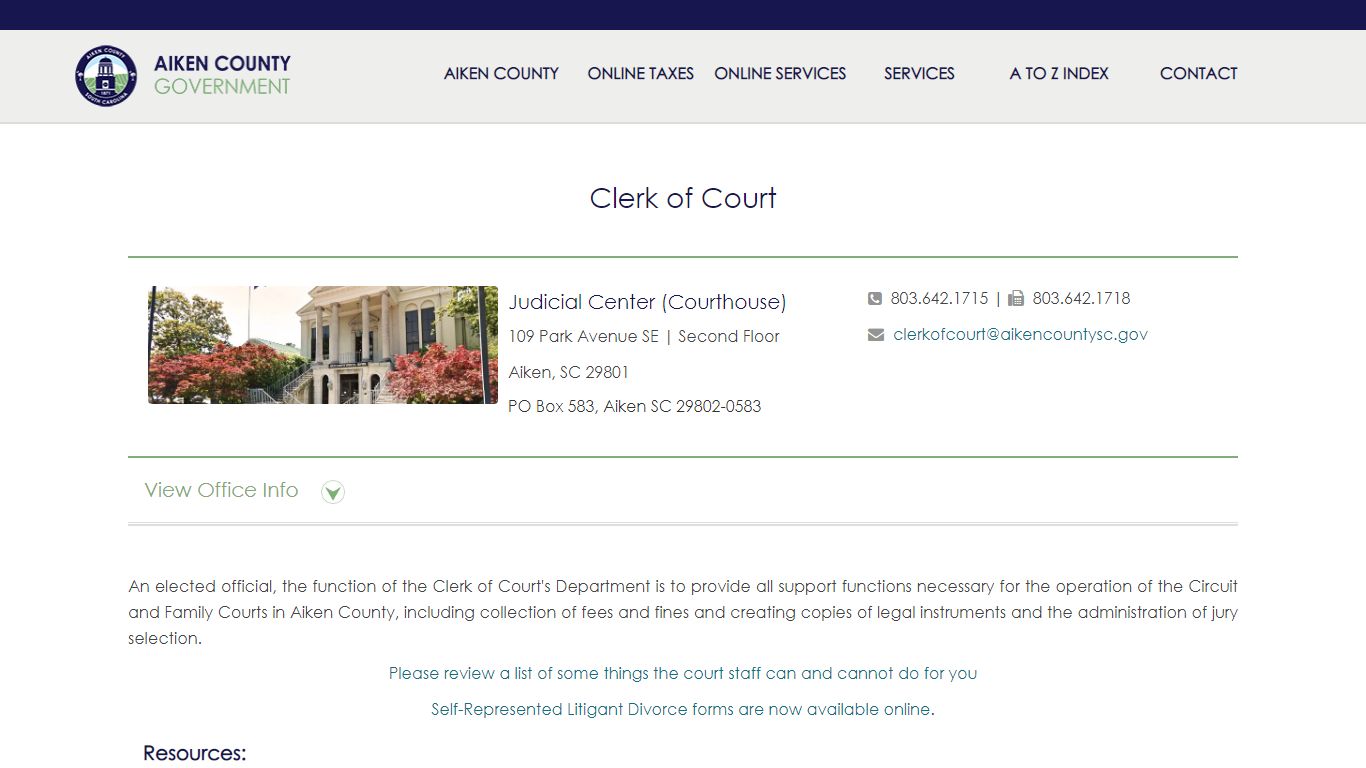 Clerk of Court - Aiken County Government